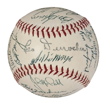 Tremendous 1954 New York Giants World Series Champions Team Signed Official National League Baseball With 30 Signatures Including Mays, Wilhelm And Irvin (PSA/DNA 8.5)